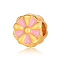 Pink enamel flower bead charm with golden petals for DIY jewelry making and bracelets - Pale Pink Flower (5)
