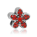 Charme fleur argentée avec zircons rouges pour bracelets DIY et bijoux faits main - Style Fleur à Cinq Pétales Pierre Rouge (5)