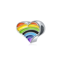 Pendentif cœur arc-en-ciel en argent poli avec émail coloré pour bijoux DIY - Style de Coeur Arc-en-Ciel (9)