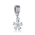 Pendentif fleur en argent avec zircons en forme de goutte pour bracelets à charms - Style de Fleur à Cinq Pétales en Strass (4)