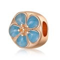 Rose gold five-petal flower bead with light blue enamel finish for DIY jewelry - Light Blue Shimmer Flower (7)