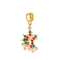 Pendentif de Noël avec feuilles de houx et cloches blanches dorées pour bracelets - Cloche de Noël (10)