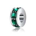 Abalorio de plata con cristales verde esmeralda de corte cuadrado para pulseras - Verde