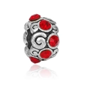 Cuenta de plata vintage con gemas rojas y grabados para pulseras de bricolaje - Estilo Patrón de Volutas Plata Antigua (7)
