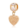 Pendentif cœur doré ethnique avec perle fleur émaillée pour bijoux DIY - Coeur Texture Vintage (11)