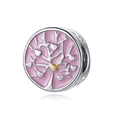 Lebensbaum Perle mit rosa Emaille und silbernen Herzblättern für DIY Armbänder - Rosa Lebensbaum (14)