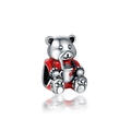 DIY cartoon teddy bear charm bead with red enamel shirt for custom charm bracelets - Enamel Bear (ENM753)
