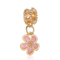 Pendentif fleur de cerisier doré avec émail rose et détails en cœur pour bijoux DIY - Fleur Émail Rose (12)