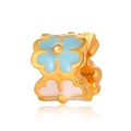 Golden flower charm with blue and pink enamel for DIY bracelet jewelry making - Two-Tone Flower Charm (10)