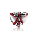 Abalorio de plata DIY con lazo de gemas rojas para pulseras de joyería personalizadas - Estilo Lazo Pavé Rojo (9)