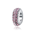 Rosafarbene Kristalle in drei Reihen auf S925 Silberperle für DIY-Armbänder - Dreireihige Rosa Zirkonia Perle (16)