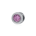 Perle de breloque en argent poli avec une grande pierre précieuse violette pour bijoux - Style de Gemme Violette (13)