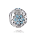 Abalorio vintage plateado con cristal azul y diseño floral para pulseras de bricolaje - Flor Azul Clara Calada (1)