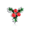 Abalorio navideño de acebo con esmalte rojo y hojas verdes para creación de joyas DIY - Acebo de Navidad (16)