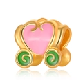 Golden carriage charm with pink heart enamel for DIY bracelet and jewelry making - Dreamy Heart Carriage (11)