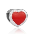 Vista detallada de un abalorio de corazón esmaltado en rojo para pulseras y collares DIY - Estilo Corazón Esmalte Rojo (13)