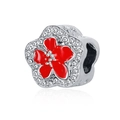 Charme de bracelet ananas arc-en-ciel avec fleur en émail rouge en métal argenté - Style de Fleur Rouge (16)