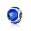 Deep blue snowflake crystal charm bead in polished silver finish for DIY jewelry making - Sapphire Blue