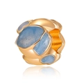 Golden flower charm with blue textured inlay for DIY bracelets and jewelry making - Blue Starry Bead (13)