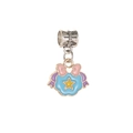 Silberner Anhänger mit rosa Schleife und gelbem Stern für DIY-Armbänder - Rosa Schleife Blumen Stil (1)