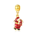 Pendentif Père Noël doré avec émail rouge et blanc pour bracelets de perles et bijoux - Style de Père Noël en Émail Doré (17)