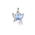 Pendentif papillon bleu clair avec cristal facetté et cadre en métal argenté - Papillon en Cristal Bleu Clair(2)