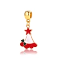 Pendentif bonnet de Noël en émail rouge et doré pour la création de bijoux DIY - Style de Bonnet de Noël en Émail Doré (18)