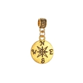 Detailed macro view of vintage gold compass pendant with engraved N E S W direction markers - Directional Compass Style (2)