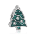 Abalorio de árbol de Navidad en plata con esmalte verde y circonitas para bisutería DIY - Árbol de Navidad Verde (15)