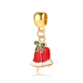 Pendentif cloche de Noël en émail rouge avec nœud vert sur une base dorée - Style de Cloche à Nœud Doré (19)