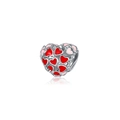 Abalorio de corazón en plata con esmalte rojo y rosa para pulseras de bricolaje - Estilo Hueco Corazón de Goteo Bicolor (17)