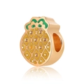 Golden alloy pineapple bead for DIY bracelets featuring green leaves and yellow enamel - Gold Pineapple Charm (16)