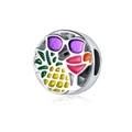 Perle d'été en argent avec motifs émaillés colorés de crâne, ananas et oiseau tropical - Style d'Ananas Crâne (20)