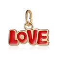 DIY LOVE letter pendant in red enamel with golden metal base for charm bracelets - Red Gold LOVE Letters (DGB1283)