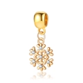 Charm flocon de neige doré avec zircons pour bracelets et colliers personnalisés - Style de Flocon de Neige en Strass Doré (21)