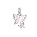 Pendentif papillon en argent avec ailes roses irisées et détails en zircone - Papillon Irisé Rose-Violet(3)