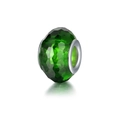 Perle facettée en verre vert émeraude avec cœur en argent pour bracelets - Style de Perle Facettée Verte (22)