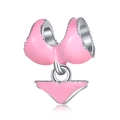 Bikini-Anhänger aus rosa Emaille für Armbänder aus Sterlingsilber mit glänzender Oberfläche - Rosa Bikini (27)