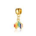 Pendentif arc-en-ciel doré en émail avec finition colorée pour bracelets DIY personnalisés - Style de Marches Arc-en-Ciel en Émail Doré (24)