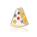 Cartoon pizza charm bead for DIY bracelets featuring colorful enamel and gold-plated finish - Pizza Slice Style (21)