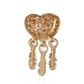 Charm attrape-rêves en forme de cœur doré avec trois plumes pour bracelets et bijoux DIY - Attrape-rêves Cœur (25)