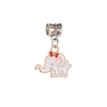 DIY colorful enamel elephant charm with a red bow for handmade necklaces and bracelets - White Enamel Cartoon Elephant (MDF375)