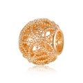 Golden hollow floral metal charm bead with textured detail for DIY jewelry making - Gold Hollow Ball (24)