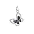 Zilveren vlinder hanger met witte kristallen en zwart emaille voor armbanden - Zwarte Strass Vlinder(9)