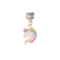 Colorful unicorn charm with candy-colored mane and silver bead for DIY bracelet jewelry - Colorful Dreamy Unicorn (MDF377)