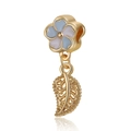 Pendentif doré avec émail floral et feuille ajourée pour bracelet DIY sur blanc - Feuille de Fleur Dégradée (28)