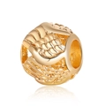 Golden hollow wing charm bead for DIY bracelets with polished metallic finish and carvings - Wing Caring Style (25)