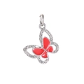 Zilveren vlinder hanger met rood emaille en witte strass steentjes voor DIY armbanden - Rode en Zilveren Strass Vlinder(10)