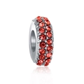 Abalorio de plata con tres filas de cristales rojos para hacer pulseras de bricolaje - Estilo Pavé de Gemas Rojas de Triple Fila (30)