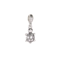 Retro silver turtle charm pendant with detailed shell pattern and large hanging loop - Vintage Silver Turtle Shape (MDF382)